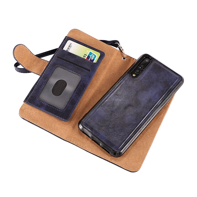 Crazy Horse Texture Horizontal Flip Detachable Zipper Leather Case for Huawei P20, with Card Slot & & Wallet & Photo Frame & Lanyard