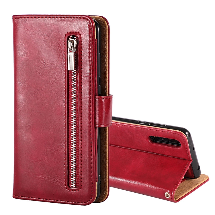 Crazy Horse Texture Horizontal Flip Detachable Zipper Leather Case for Huawei P20, with Card Slot & & Wallet & Photo Frame & Lanyard