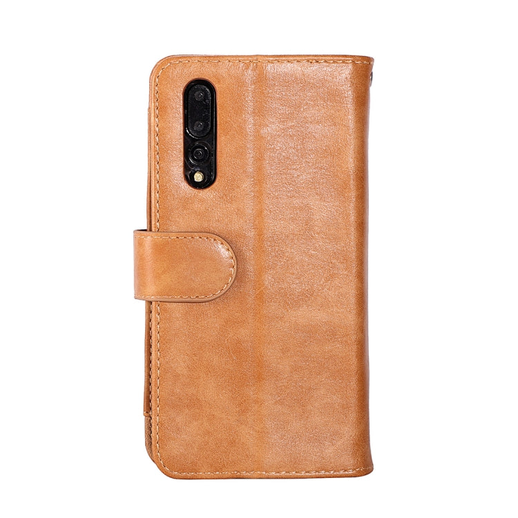 Crazy Horse Texture Horizontal Flip Detachable Zipper Leather Case for Huawei P20, with Card Slot & & Wallet & Photo Frame & Lanyard