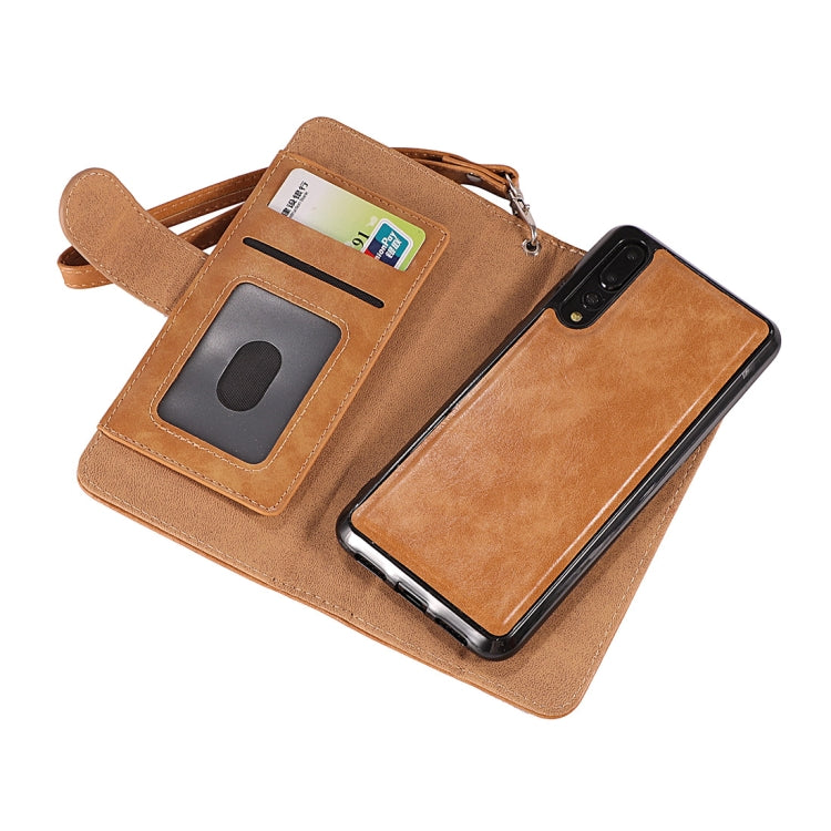 Crazy Horse Texture Horizontal Flip Detachable Zipper Leather Case for Huawei P20, with Card Slot & & Wallet & Photo Frame & Lanyard