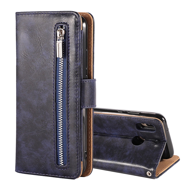 Crazy Horse Texture Horizontal Flip Detachable Zipper Leather Case for Huawei P20 Lite / Nova 3e, with Card Slot & & Wallet & Photo Frame & Lanyard