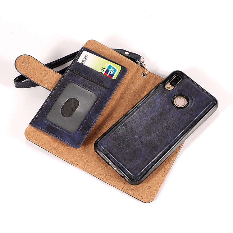 Crazy Horse Texture Horizontal Flip Detachable Zipper Leather Case for Huawei P20 Lite / Nova 3e, with Card Slot & & Wallet & Photo Frame & Lanyard