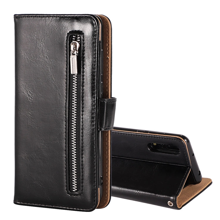 Crazy Horse Texture Horizontal Flip Detachable Zipper Leather Case for Huawei P20 Pro, with Card Slot & & Wallet & Photo Frame & Lanyard