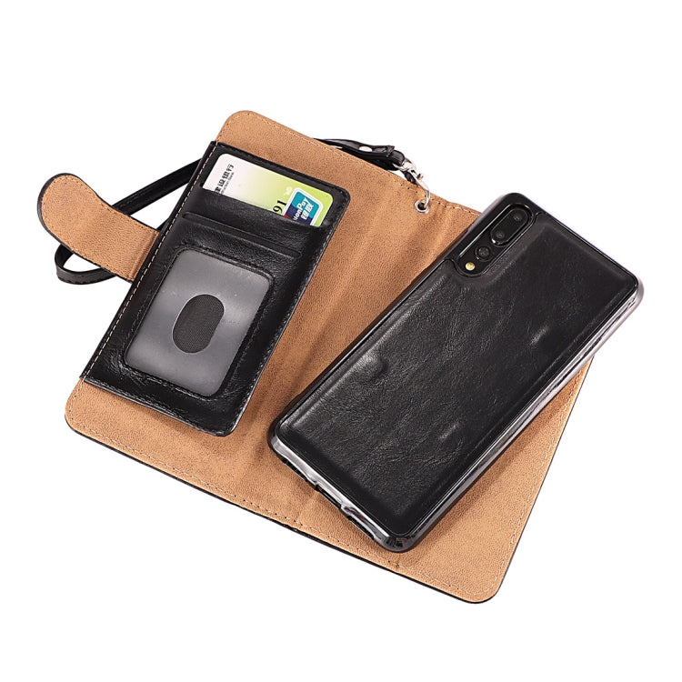 Crazy Horse Texture Horizontal Flip Detachable Zipper Leather Case for Huawei P20 Pro, with Card Slot & & Wallet & Photo Frame & Lanyard