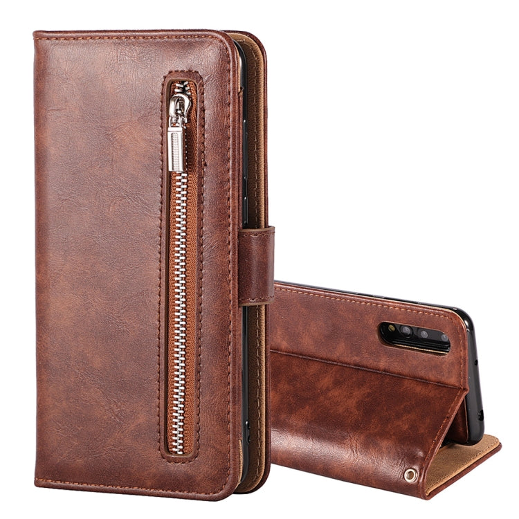 Crazy Horse Texture Horizontal Flip Detachable Zipper Leather Case for Huawei P20 Pro, with Card Slot & & Wallet & Photo Frame & Lanyard
