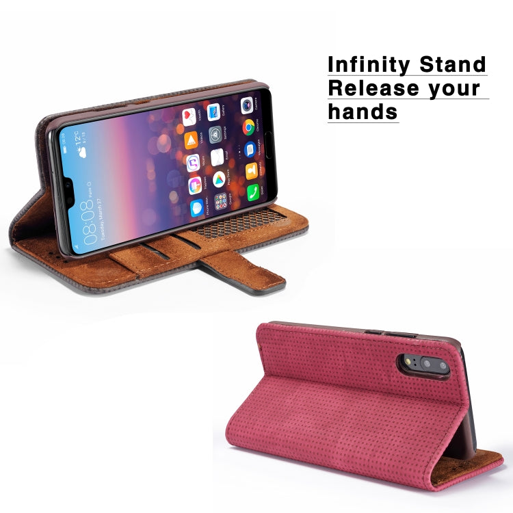 Retro Style Mesh Breathable Horizontal Flip Leather Case for Huawei P20 Lite, with Card Slot & Holder & Wallet