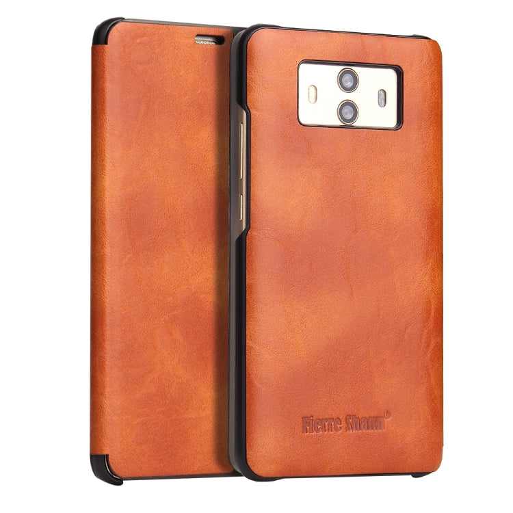 Fierre Shann Crazy Horse Texture Horizontal Flip PU Leather Case for Huawei Mate 10, with Smart View Window & Sleep Wake-up Function