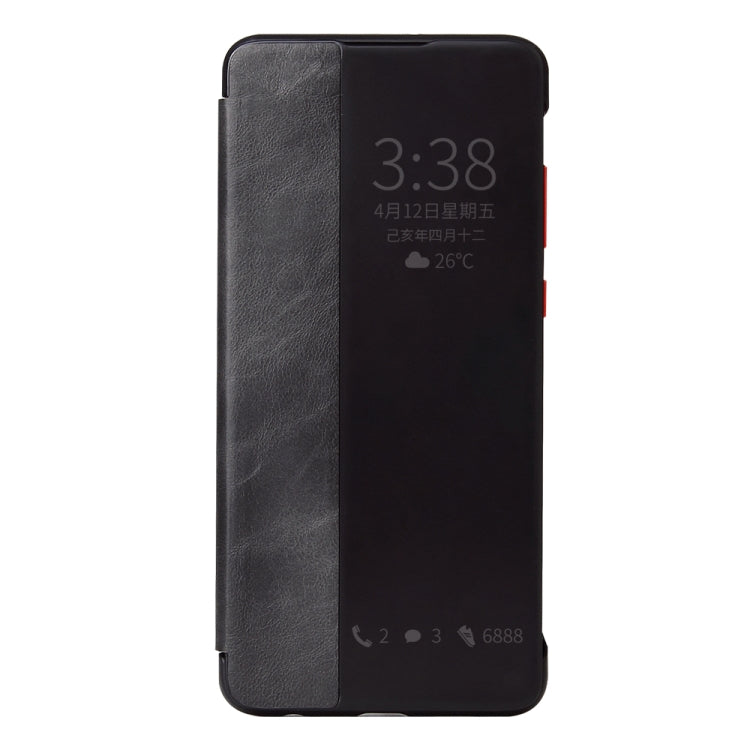 Fierre Shann Crazy Horse Texture Horizontal Flip PU Leather Case for Huawei P30 Pro, with Smart View Window & Sleep Wake-up Function