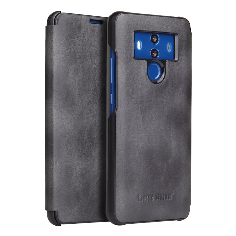 Fierre Shann Crazy Horse Texture Horizontal Flip PU Leather Case for Huawei Mate 10 Pro, with Smart View Window & Sleep Wake-up Function