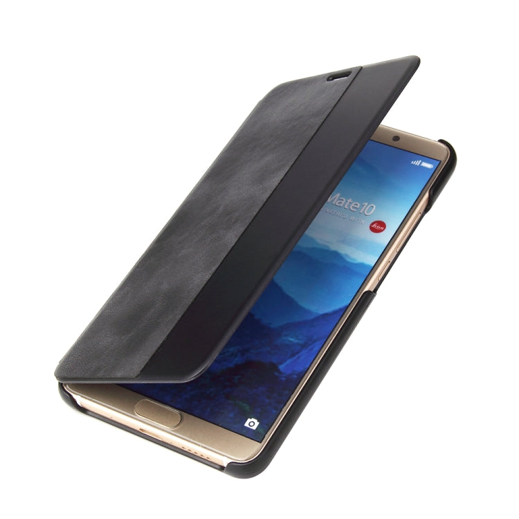 Fierre Shann Crazy Horse Texture Horizontal Flip PU Leather Case for Huawei Mate 10 Pro, with Smart View Window & Sleep Wake-up Function