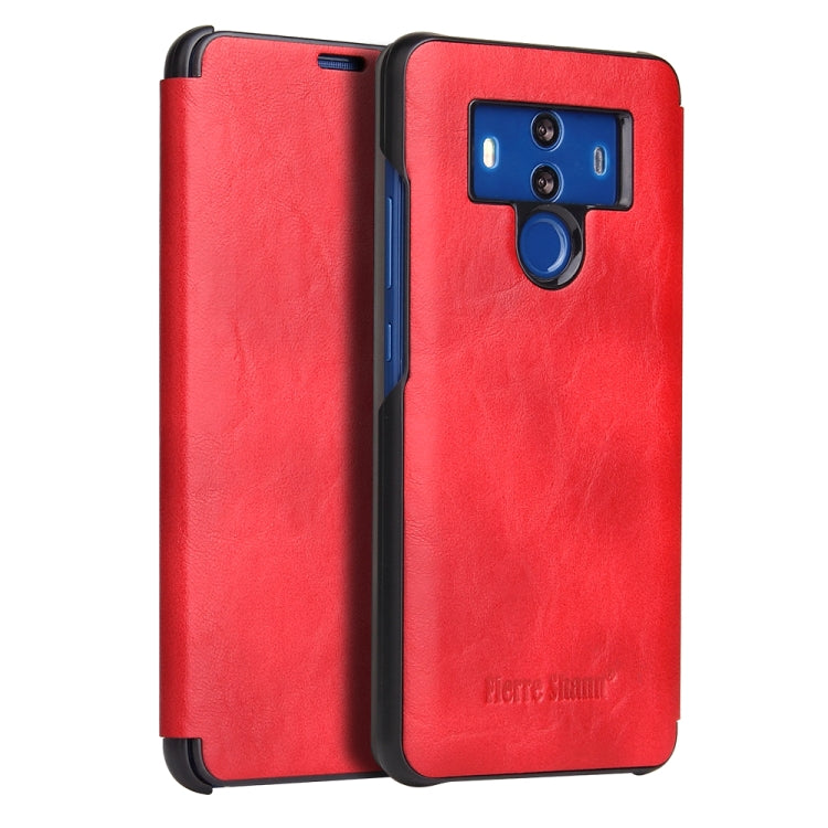 Fierre Shann Crazy Horse Texture Horizontal Flip PU Leather Case for Huawei Mate 10 Pro, with Smart View Window & Sleep Wake-up Function