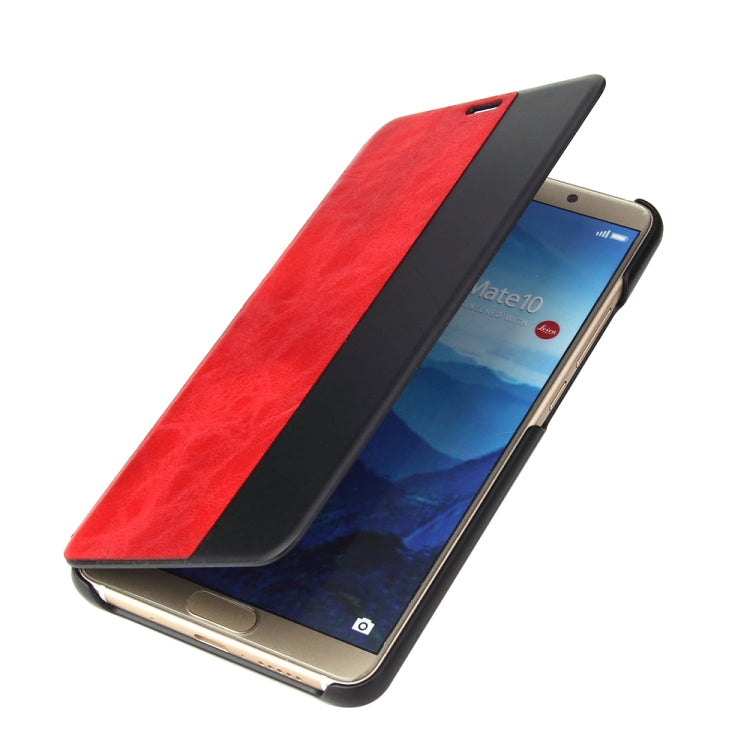 Fierre Shann Crazy Horse Texture Horizontal Flip PU Leather Case for Huawei Mate 10 Pro, with Smart View Window & Sleep Wake-up Function