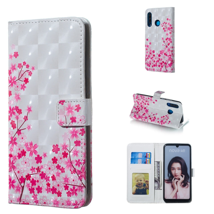 Sakura Pattern 3D Horizontal Flip Leather Case for Huawei P30 Lite, with Holder & Card Slots & Photo Frame & Wallet
