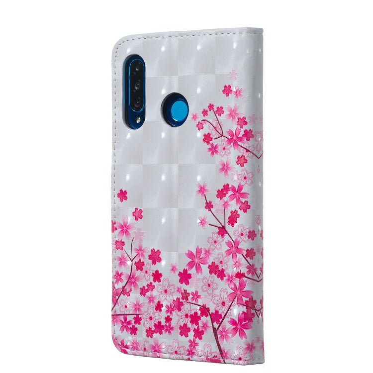 Sakura Pattern 3D Horizontal Flip Leather Case for Huawei P30 Lite, with Holder & Card Slots & Photo Frame & Wallet