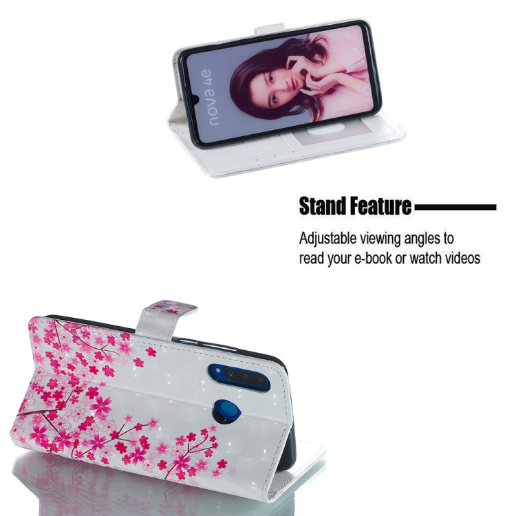 Sakura Pattern 3D Horizontal Flip Leather Case for Huawei P30 Lite, with Holder & Card Slots & Photo Frame & Wallet