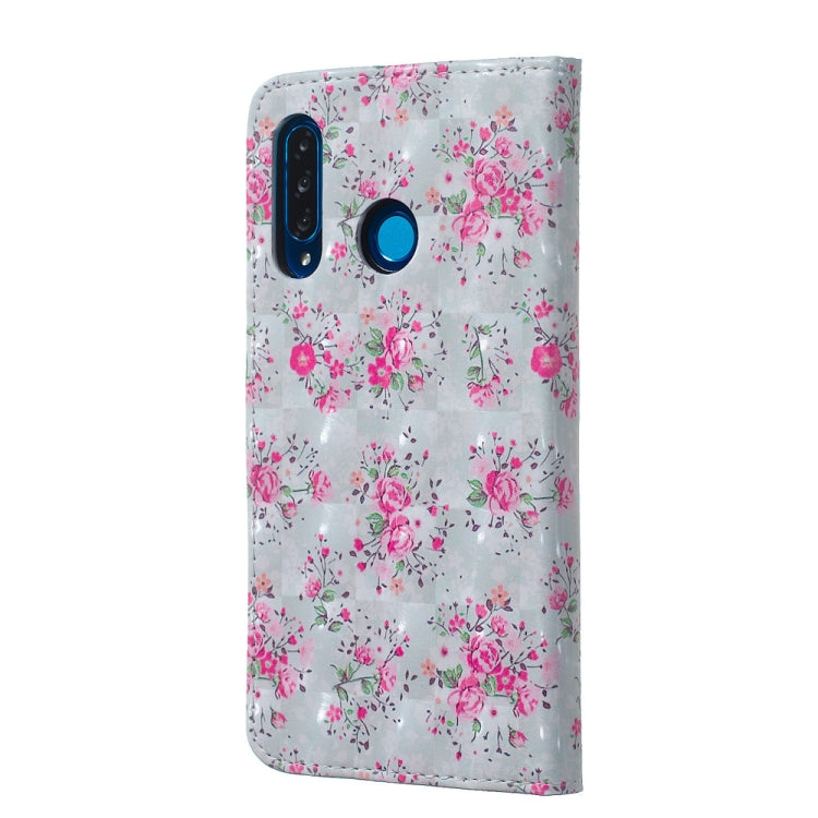 Rose Pattern 3D Horizontal Flip Leather Case for Huawei P30 Lite, with Holder & Card Slots & Photo Frame & Wallet
