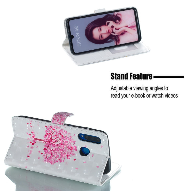 Pink Tree Pattern 3D Horizontal Flip Leather Case for Huawei P30 Lite, with Holder & Card Slots & Photo Frame & Wallet