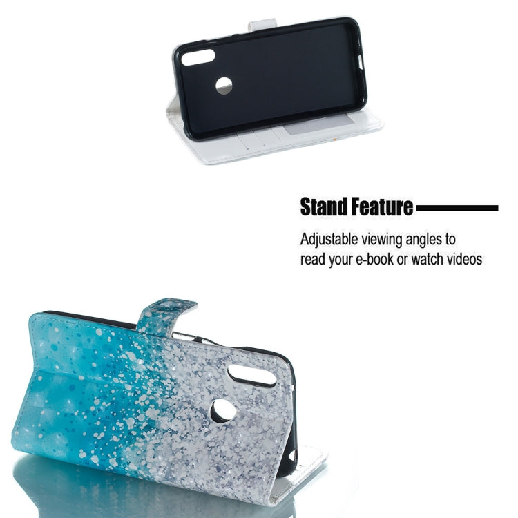 Sea and Sand Pattern 3D Horizontal Flip Leather Case for Huawei Y7 (2019), with Holder & Card Slots & Photo Frame & Wallet