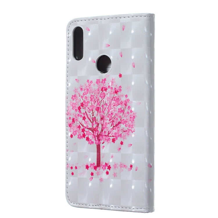 Pink Tree Pattern 3D Horizontal Flip Leather Case for Huawei Y7 (2019), with Holder & Card Slots & Photo Frame & Wallet