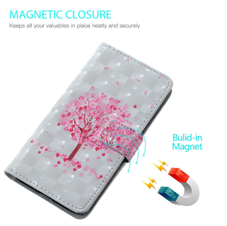 Pink Tree Pattern 3D Horizontal Flip Leather Case for Huawei Y7 (2019), with Holder & Card Slots & Photo Frame & Wallet