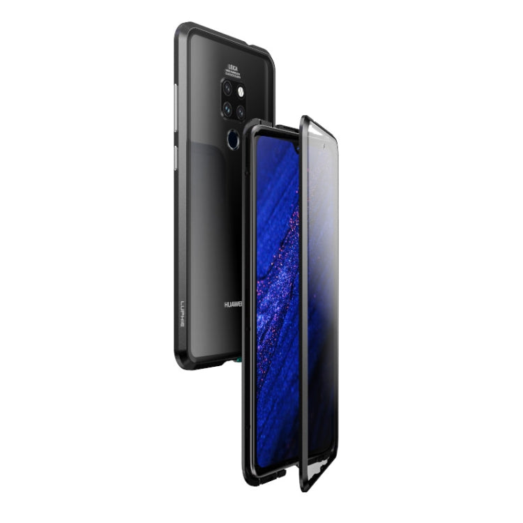 Ultra Slim Double Sides Magnetic Adsorption Angular Frame Tempered Glass Magnet Flip Case for Huawei Mate 20