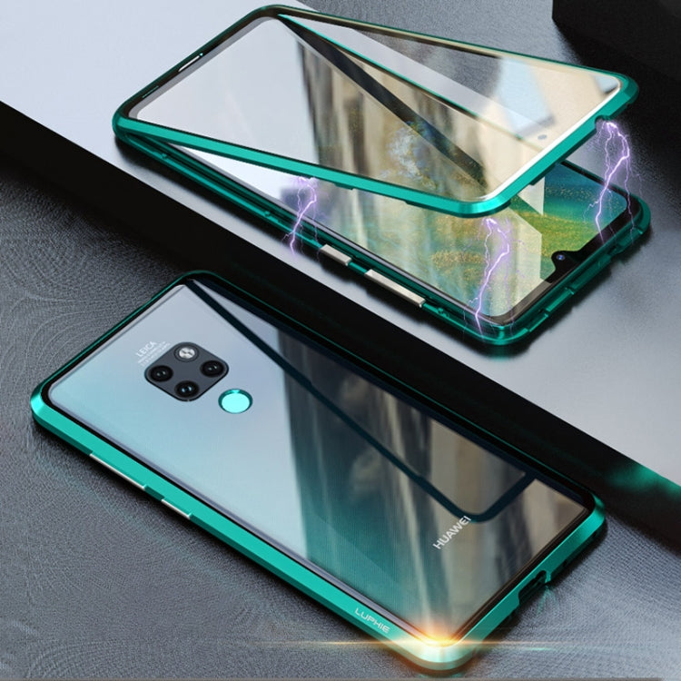 Ultra Slim Double Sides Magnetic Adsorption Angular Frame Tempered Glass Magnet Flip Case for Huawei Mate 20