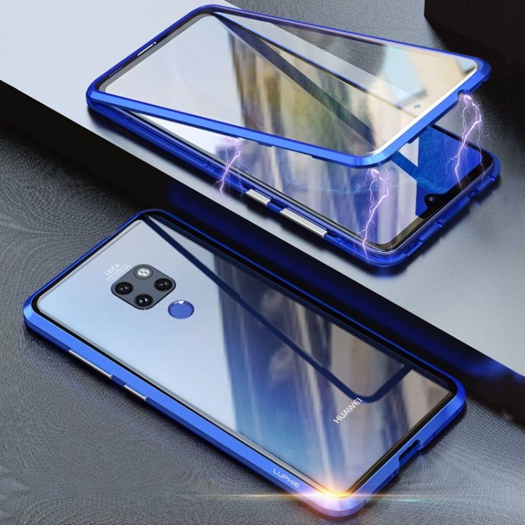 Ultra Slim Double Sides Magnetic Adsorption Angular Frame Tempered Glass Magnet Flip Case for Huawei Mate 20