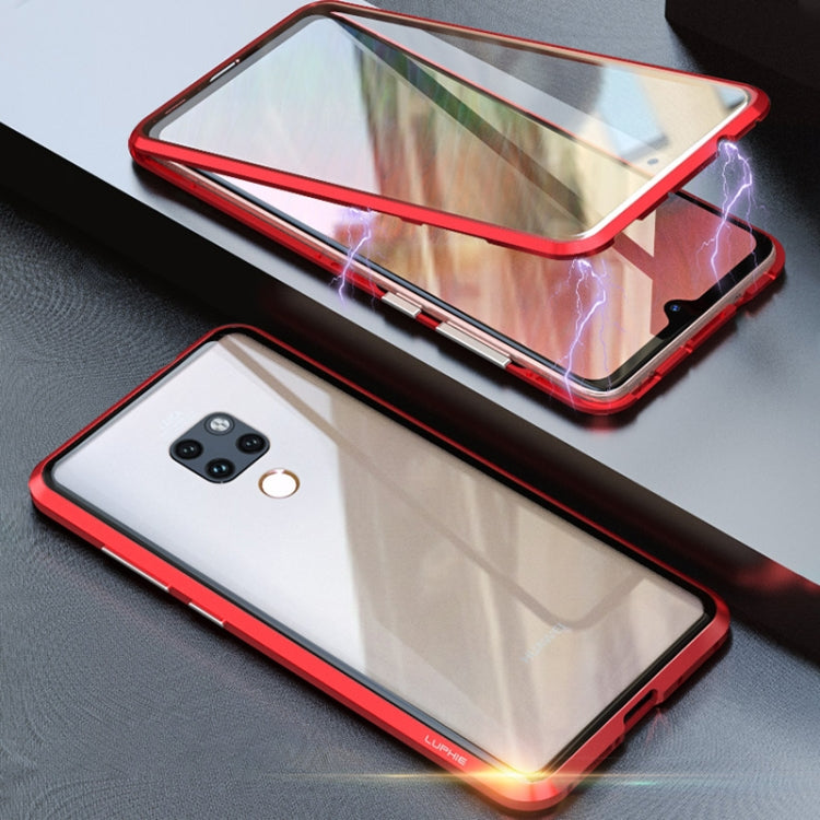 Ultra Slim Double Sides Magnetic Adsorption Angular Frame Tempered Glass Magnet Flip Case for Huawei Mate 20