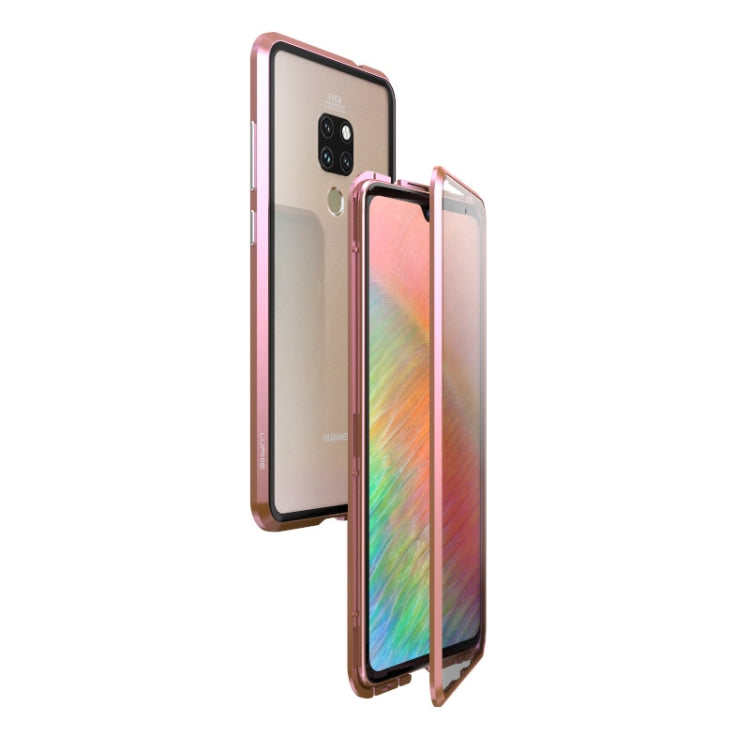 Ultra Slim Double Sides Magnetic Adsorption Angular Frame Tempered Glass Magnet Flip Case for Huawei Mate 20