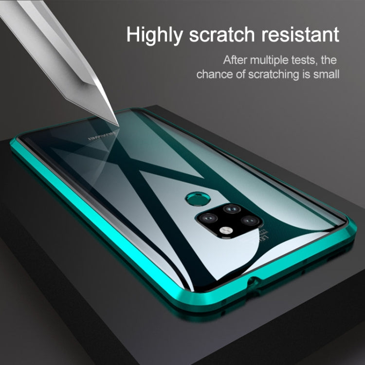 Ultra Slim Double Sides Magnetic Adsorption Angular Frame Tempered Glass Magnet Flip Case for Huawei Mate 20 Pro