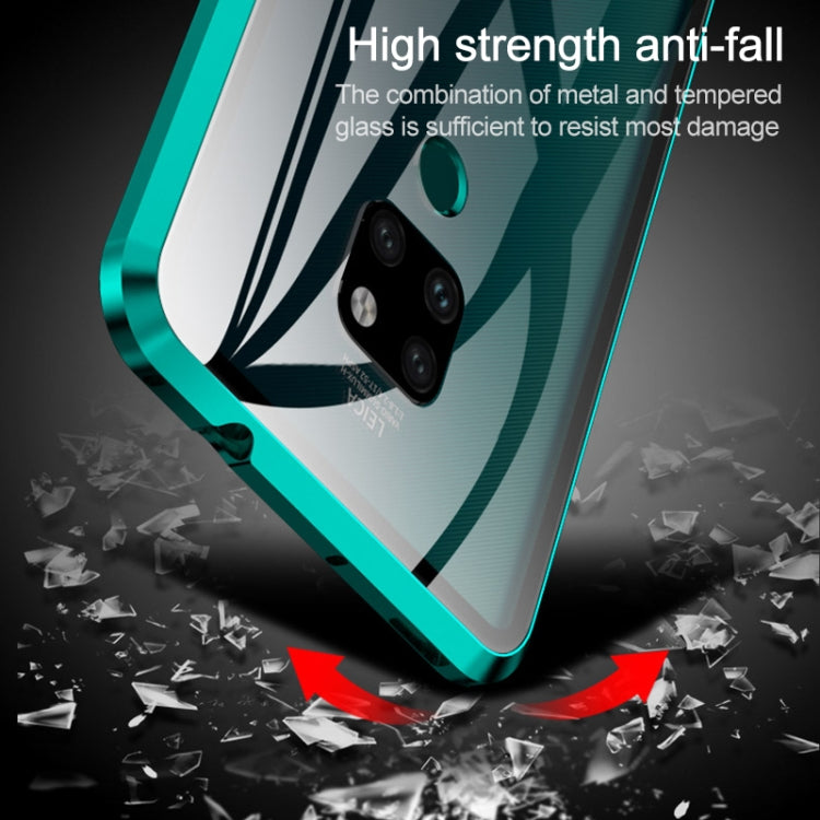 Ultra Slim Double Sides Magnetic Adsorption Angular Frame Tempered Glass Magnet Flip Case for Huawei Mate 20 Pro