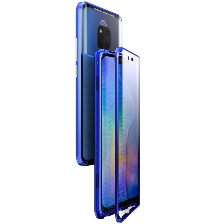 Ultra Slim Double Sides Magnetic Adsorption Angular Frame Tempered Glass Magnet Flip Case for Huawei Mate 20 Pro
