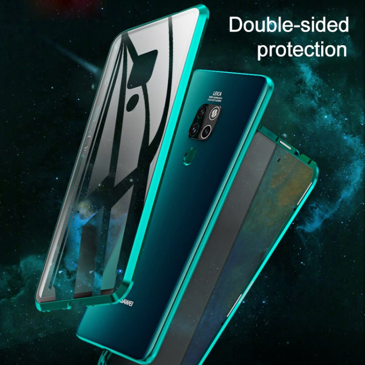 Ultra Slim Double Sides Magnetic Adsorption Angular Frame Tempered Glass Magnet Flip Case for Huawei Mate 20 Pro
