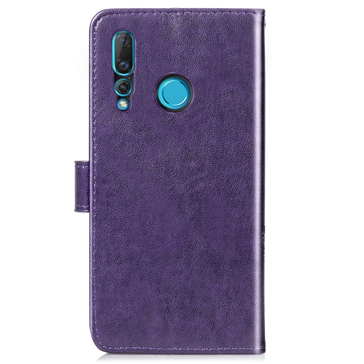 Lucky Clover Pressed Flowers Pattern Leather Case for Huawei Nova 4, with Holder & Card Slots & Wallet & Hand Strap