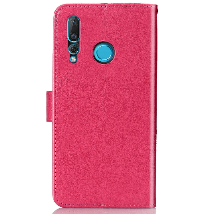 Lucky Clover Pressed Flowers Pattern Leather Case for Huawei Nova 4, with Holder & Card Slots & Wallet & Hand Strap