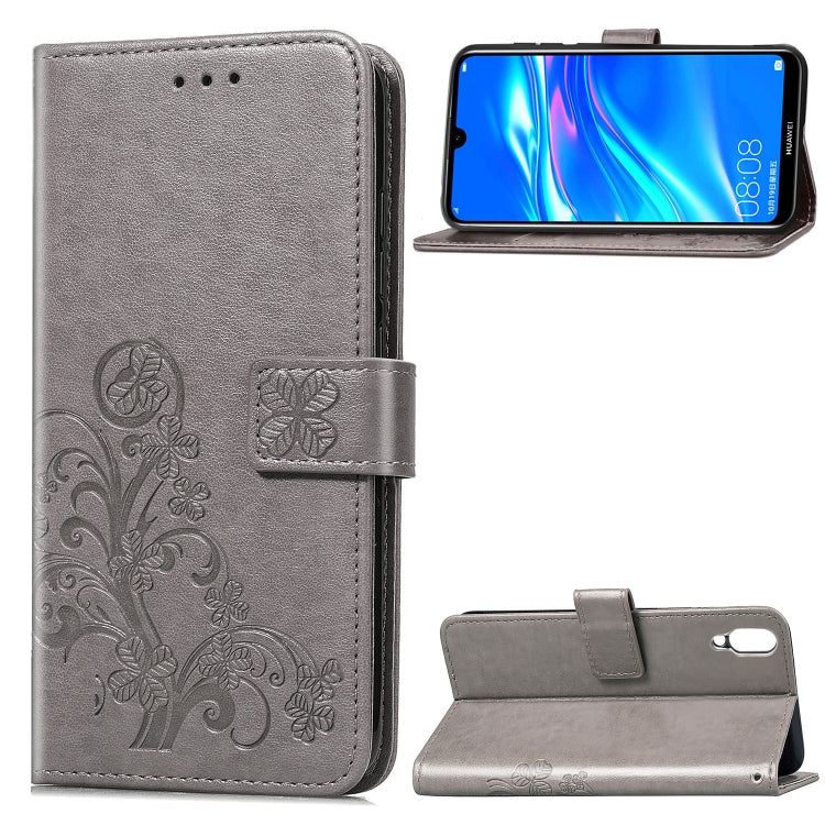 Lucky Clover Pressed Flowers Pattern Leather Case for Huawei Enjoy 9, with Holder & Card Slots & Wallet & Hand Strap