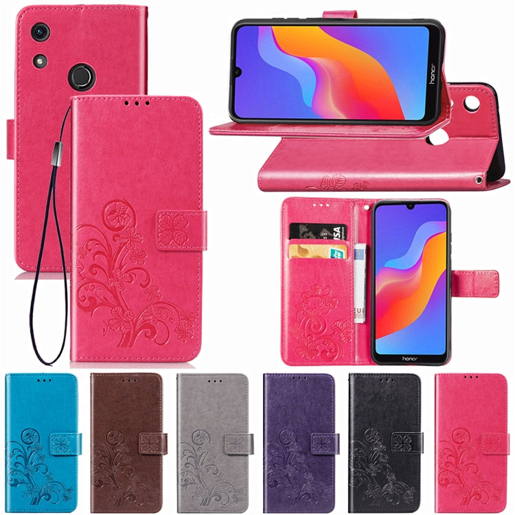 Lucky Clover Pressed Flowers Pattern Leather Case for Huawei Honor 8A, with Holder & Card Slots & Wallet & Hand Strap