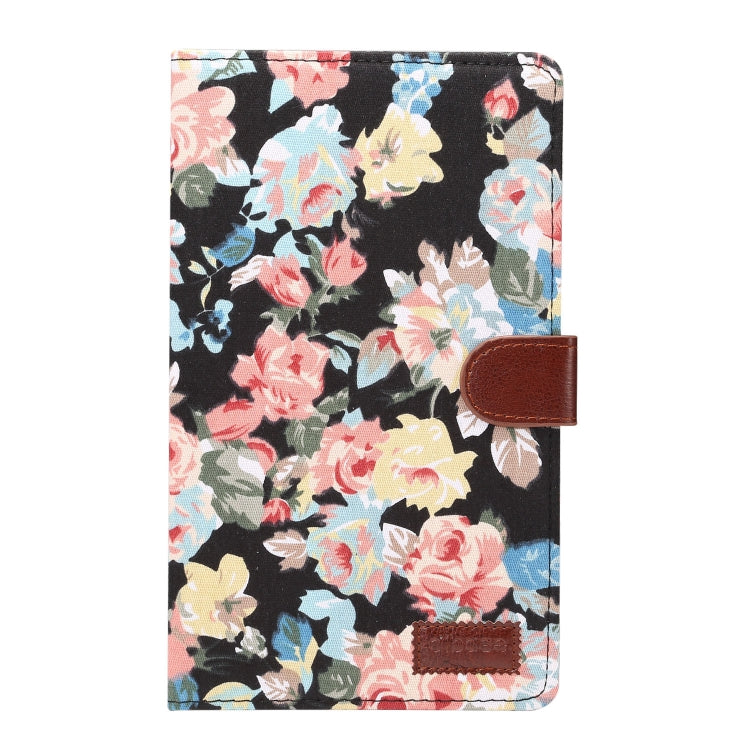 dibase for Huawei MediaPad M5 8.4 inch Flower Pattern Cloth Surface PU Leather Case with Holder & Card Slots & Wallet & Sleep / Wake-up Function(Black)