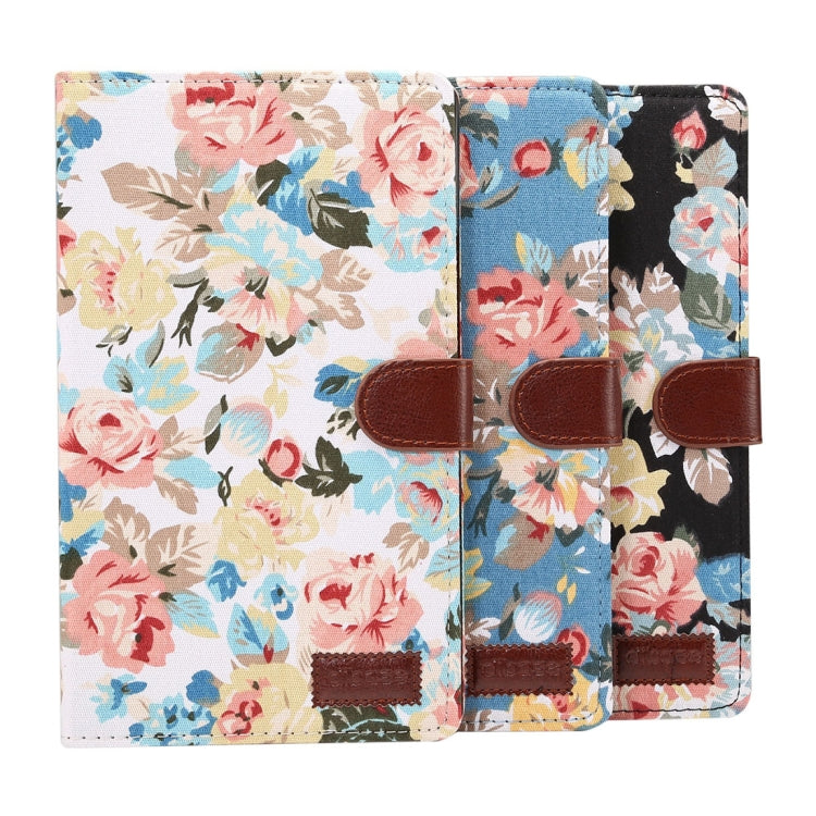 dibase for Huawei MediaPad M5 8.4 inch Flower Pattern Cloth Surface PU Leather Case with Holder & Card Slots & Wallet & Sleep / Wake-up Function(Black)