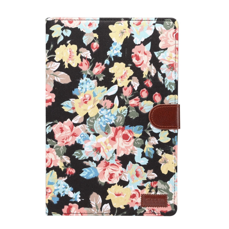dibase for Huawei MediaPad M5 10.8 inch Flower Pattern Cloth Surface PU Leather Case with Holder & Card Slots & Wallet(Black)