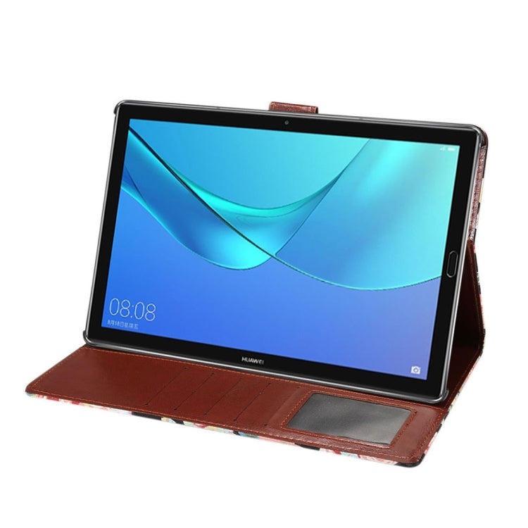 dibase for Huawei MediaPad M5 10.8 inch Flower Pattern Cloth Surface PU Leather Case with Holder & Card Slots & Wallet(Black)