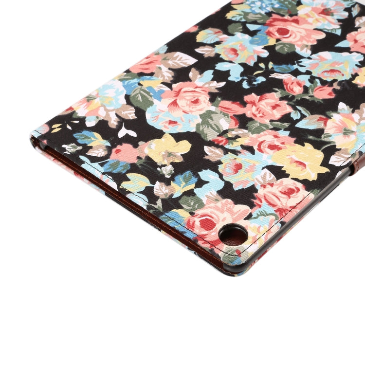 dibase for Huawei MediaPad M5 10.8 inch Flower Pattern Cloth Surface PU Leather Case with Holder & Card Slots & Wallet(Black)