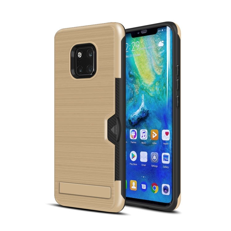 Ultra-thin TPU+PC Brushed Texture Shockproof Protective Case for Huawei Mate 20 Pro, with Holder & Card Slot