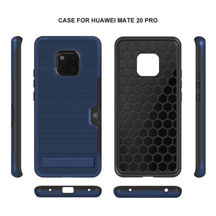 Ultra-thin TPU+PC Brushed Texture Shockproof Protective Case for Huawei Mate 20 Pro, with Holder & Card Slot