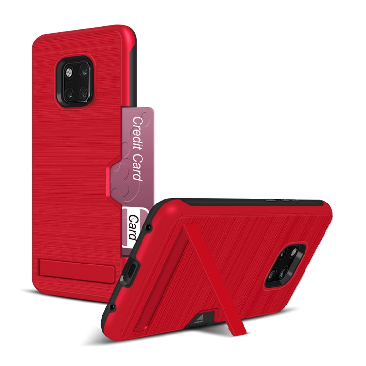 Ultra-thin TPU+PC Brushed Texture Shockproof Protective Case for Huawei Mate 20 Pro, with Holder & Card Slot