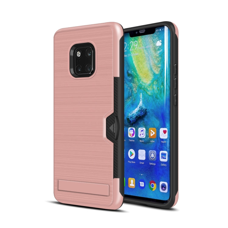 Ultra-thin TPU+PC Brushed Texture Shockproof Protective Case for Huawei Mate 20 Pro, with Holder & Card Slot
