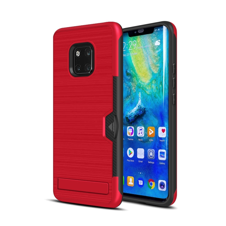 Ultra-thin TPU+PC Brushed Texture Shockproof Protective Case for Huawei Mate 20 Pro, with Holder & Card Slot