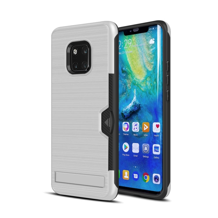 Ultra-thin TPU+PC Brushed Texture Shockproof Protective Case for Huawei Mate 20 Pro, with Holder & Card Slot