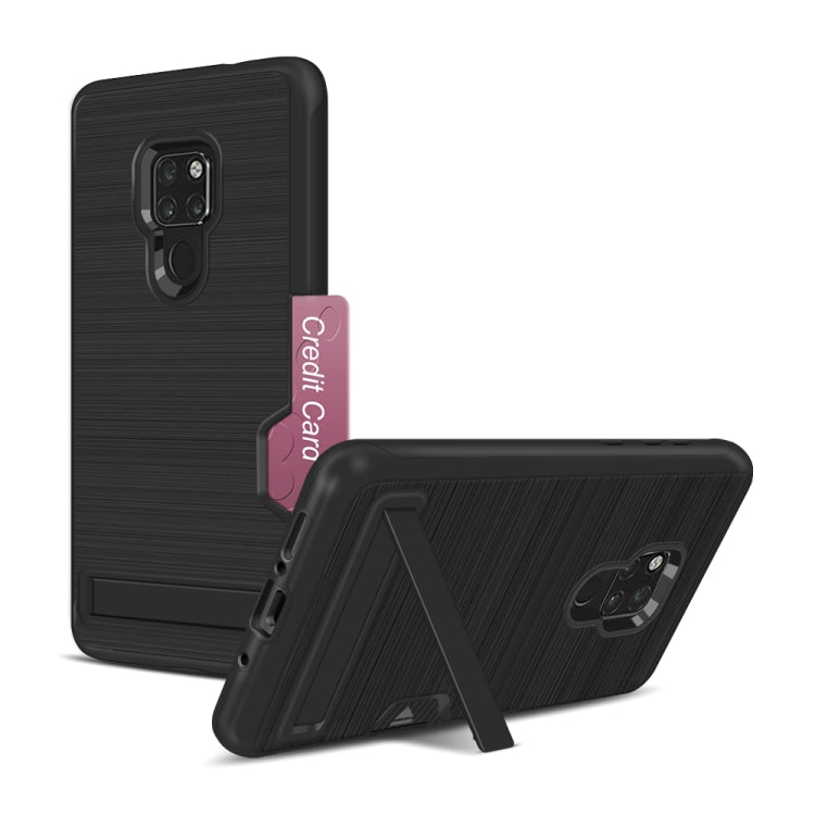 Ultra-thin TPU+PC Brushed Texture Shockproof Protective Case for Huawei Mate 20, with Holder & Card Slot
