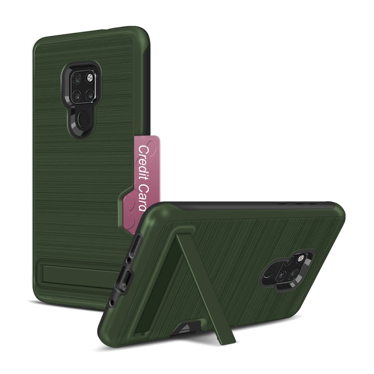 Ultra-thin TPU+PC Brushed Texture Shockproof Protective Case for Huawei Mate 20, with Holder & Card Slot